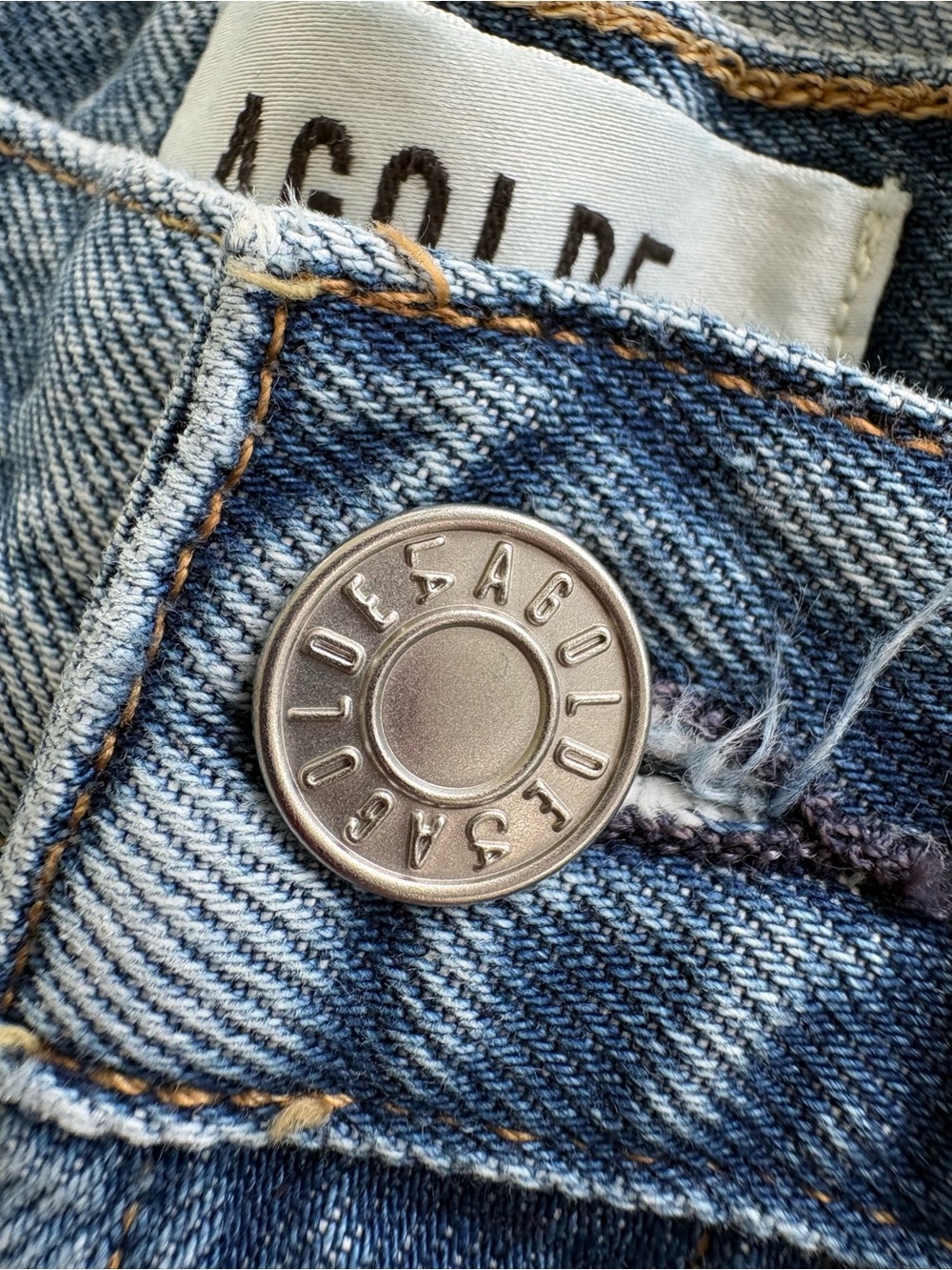 Agolde Light Blue Denim High-Rise Rolled Hem Shorts - Picture 4 of 5